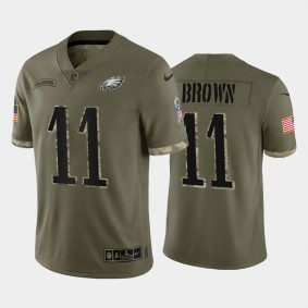 Men's A.J. Brown Philadelphia Eagles Olive 2022 Salute To Service Jersey