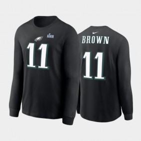 Men's A.J. Brown Philadelphia Eagles Black Super Bowl LVII Long Sleeve T-Shirt