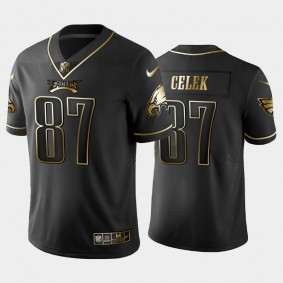 Men's Brent Celek Philadelphia Eagles Black Golden Edition Jersey