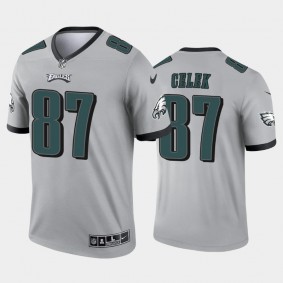 Men's Brent Celek Philadelphia Eagles Silver Inverted Legend Jersey