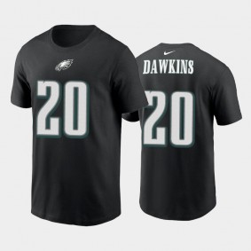 Men's Brian Dawkins Philadelphia Eagles Black Name & Number T-Shirt