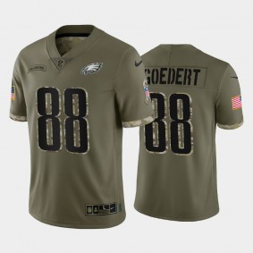 Men's Dallas Goedert Philadelphia Eagles Olive 2022 Salute To Service Jersey