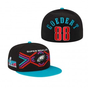 Dallas Goedert Philadelphia Eagles Black Teal Super Bowl LVII Tarmac 9FIFTY Snapback Adjustable Hat