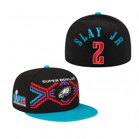 Darius Slay Jr Philadelphia Eagles Black Teal Super Bowl LVII Tarmac 9FIFTY Snapback Adjustable Hat