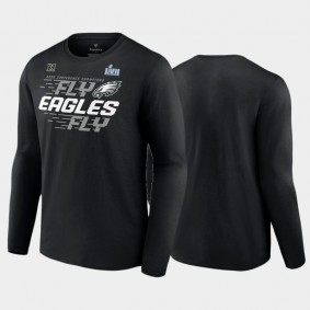 Men's Philadelphia Eagles Black 2022 NFC Champions Team Slogan Long Sleeve T-Shirt