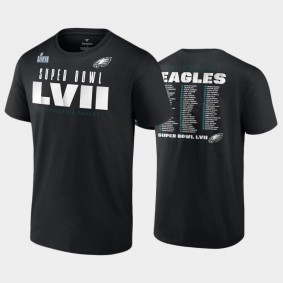 Men's Philadelphia Eagles Black Super Bowl LVII Varsity Roster T-Shirt