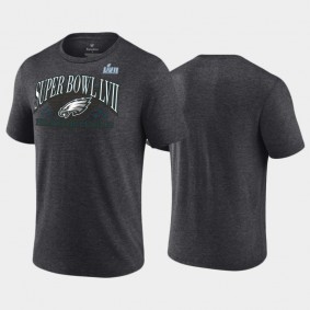 Men's Philadelphia Eagles Heather Charcoal Super Bowl LVII Triangle Strategy T-Shirt