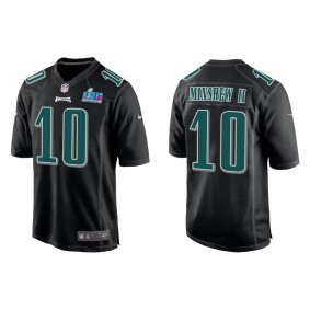 Gardner Minshew II Men's Philadelphia Eagles Black Super Bowl LVII Patch Fashion Game Jersey