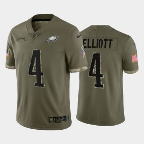 Men's Jake Elliott Philadelphia Eagles Olive 2022 Salute To Service Jersey