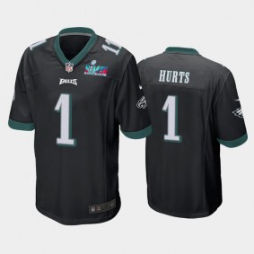 Men's Jalen Hurts Philadelphia Eagles Black Super Bowl LVII Game Jersey