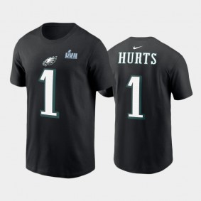 Men's Jalen Hurts Philadelphia Eagles Black Super Bowl LVII T-Shirt