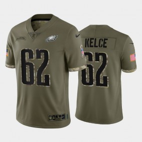 Men's Jason Kelce Philadelphia Eagles Olive 2022 Salute To Service Jersey