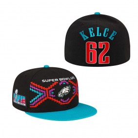 Jason Kelce Philadelphia Eagles Black Teal Super Bowl LVII Tarmac 9FIFTY Snapback Adjustable Hat