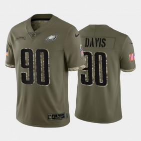 Men's Jordan Davis Philadelphia Eagles Olive 2022 Salute To Service Jersey