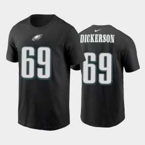 Men's Landon Dickerson Philadelphia Eagles Black Name & Number T-Shirt