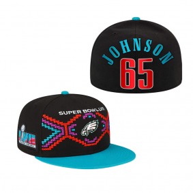 Lane Johnson Philadelphia Eagles Black Teal Super Bowl LVII Tarmac 9FIFTY Snapback Adjustable Hat