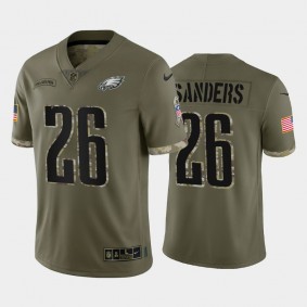 Men's Miles Sanders Philadelphia Eagles Olive 2022 Salute To Service Jersey