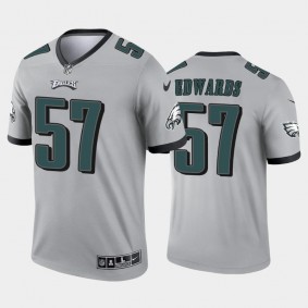 Men's T.J. Edwards Philadelphia Eagles Silver Inverted Legend Jersey