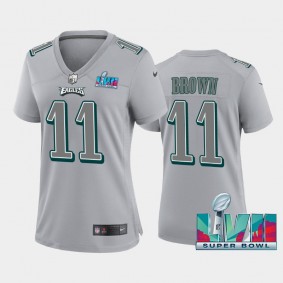 Women's A.J. Brown Philadelphia Eagles Gray Super Bowl LVII Atmosphere Jersey