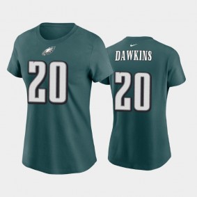 Women's Brian Dawkins Philadelphia Eagles Midnight Green Name & Number T-Shirt