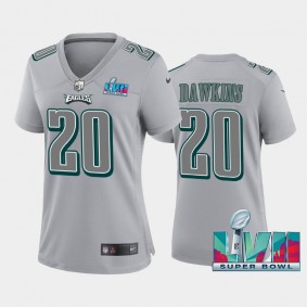 Women's Brian Dawkins Philadelphia Eagles Gray Super Bowl LVII Atmosphere Jersey