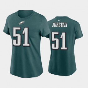 Women's Cam Jurgens Philadelphia Eagles Midnight Green Name & Number T-Shirt