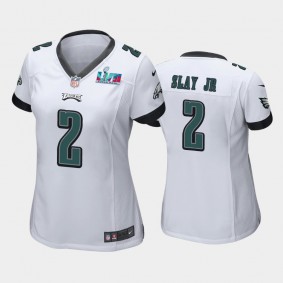 Women's Darius Slay Jr Philadelphia Eagles White Super Bowl LVII Game Jersey