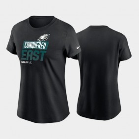 Women's Philadelphia Eagles Black 2022 NFC East Division Champions Trophy T-Shirt