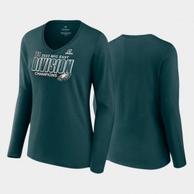 Women's Philadelphia Eagles Midnight Green 2022 NFC East Division Champions Long Sleeve T-Shirt