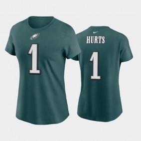 Women's Jalen Hurts Philadelphia Eagles Midnight Green Name & Number T-Shirt