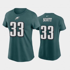 Women's Josiah Scott Philadelphia Eagles Midnight Green Name & Number T-Shirt