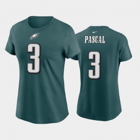 Women's Zach Pascal Philadelphia Eagles Midnight Green Name & Number T-Shirt