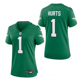 Women's Philadelphia Eagles Jalen Hurts Kelly Green Alternate Game Player Jersey