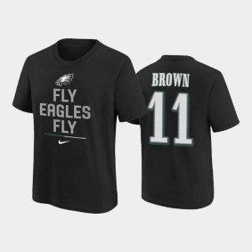 Youth A.J. Brown Philadelphia Eagles Black Name & Number T-Shirt