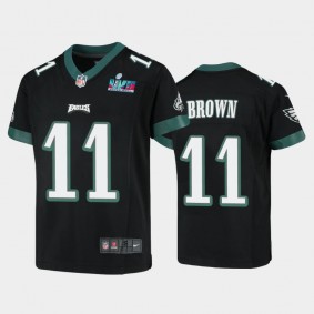 Youth A.J. Brown Philadelphia Eagles Black Super Bowl LVII Game Jersey