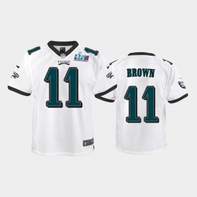 Youth A.J. Brown Philadelphia Eagles White Super Bowl LVII Game Jersey