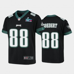 Youth Dallas Goedert Philadelphia Eagles Black Super Bowl LVII Game Jersey