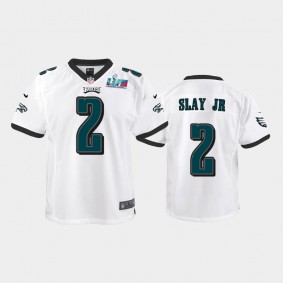 Youth Darius Slay Jr Philadelphia Eagles White Super Bowl LVII Game Jersey