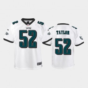 Youth Davion Taylor Philadelphia Eagles White Game Jersey