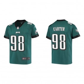 Youth Philadelphia Eagles Jalen Carter Midnight Green 2023 NFL Draft Game Jersey