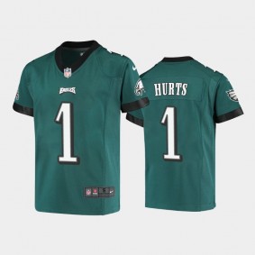 Youth Jalen Hurts Philadelphia Eagles Midnight Green Game Jersey