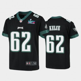 Youth Jason Kelce Philadelphia Eagles Black Super Bowl LVII Game Jersey