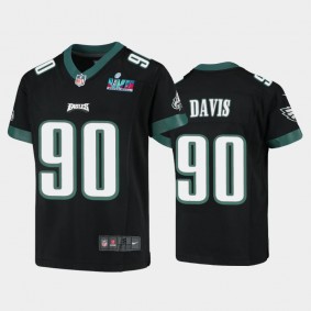 Youth Jordan Davis Philadelphia Eagles Black Super Bowl LVII Game Jersey