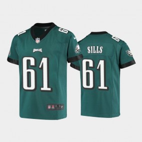 Youth Josh Sills Philadelphia Eagles Midnight Green Game Jersey