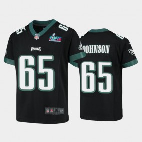 Youth Lane Johnson Philadelphia Eagles Black Super Bowl LVII Game Jersey